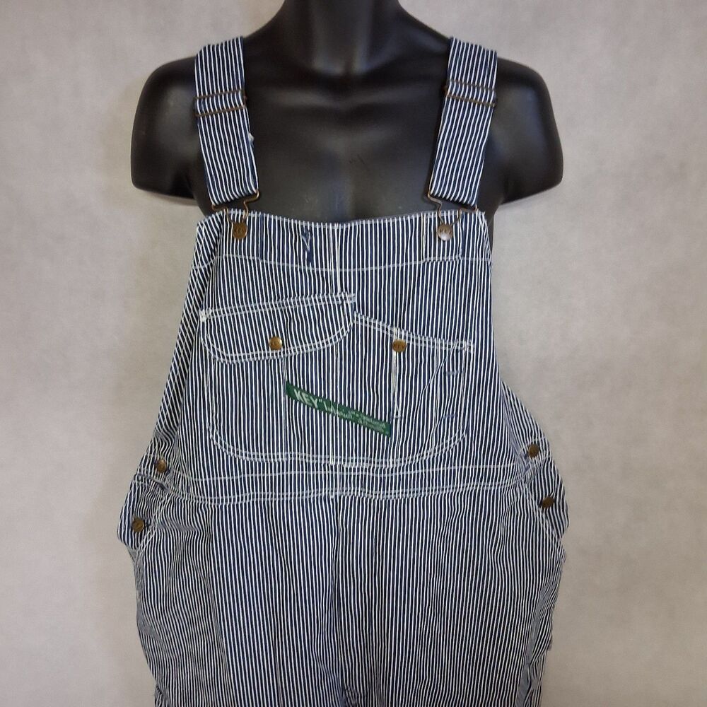 Key Imperial Bib Overalls 44x30 Hickory Striped Denim Railroad Engineer